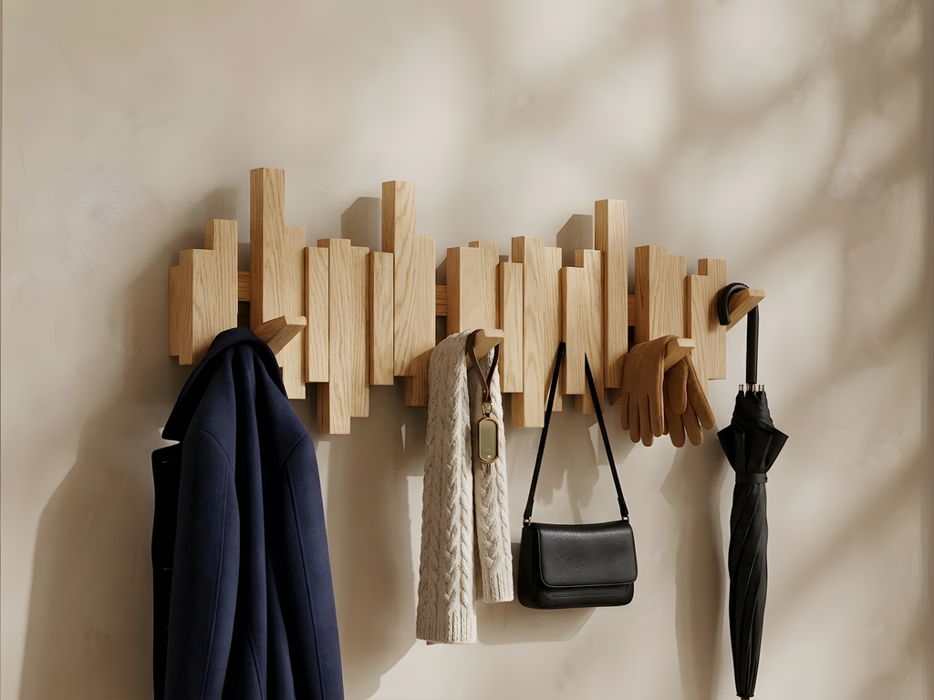 Walnut Wall Hooks, Wooden Coat Rack, Handmade Walnut Wood Coat Hanger, Modern Rustic Entryway Organizer, Wall Mounted Wood Hooks