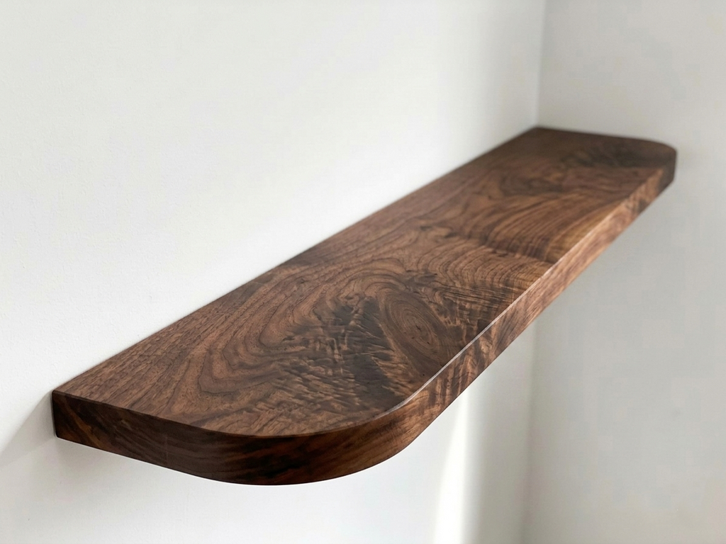 Walnut Floating Shelf, Solid Wood Wall Shelf, Rounded Edge, Custom Size, Modern Home Decor
