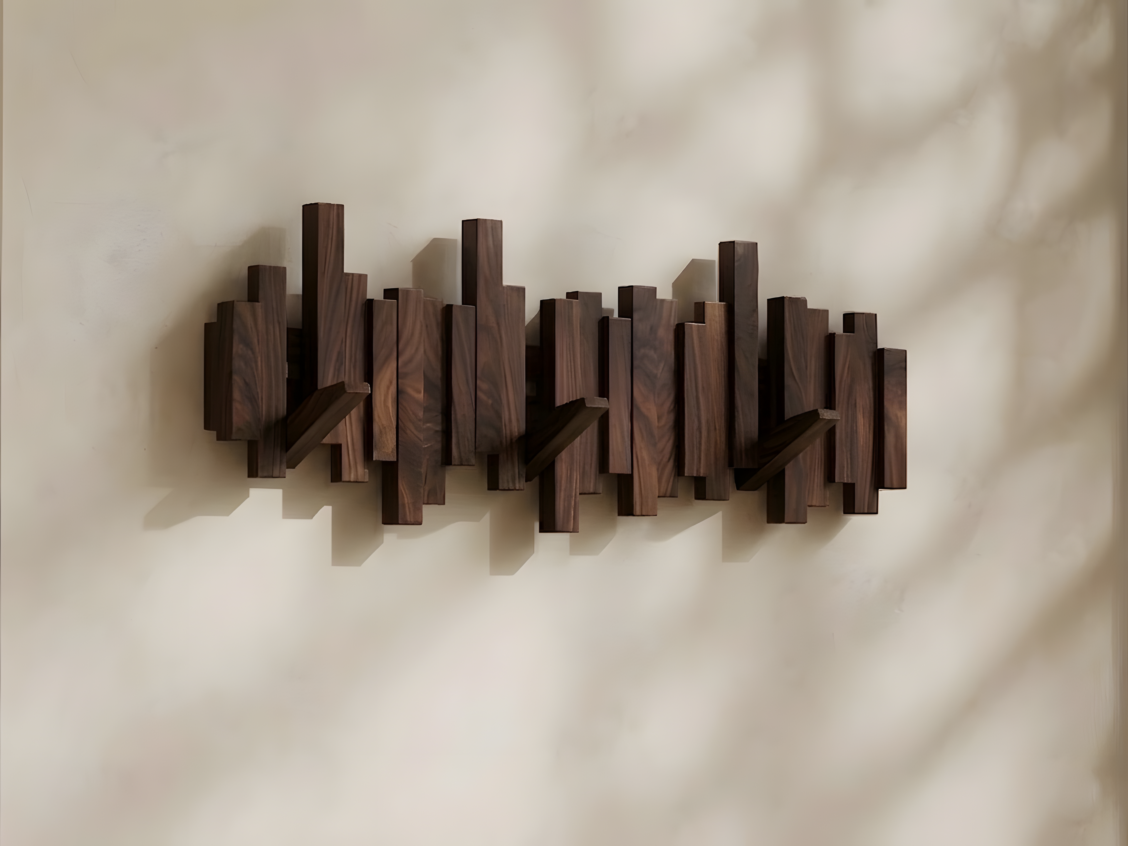 Walnut Wall Hooks, Wooden Coat Rack, Handmade Walnut Wood Coat Hanger, Modern Rustic Entryway Organizer, Wall Mounted Wood Hooks