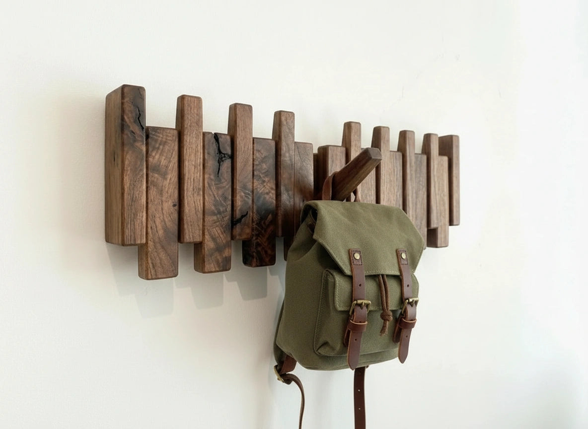 Solid Walnut Wood Piano Coat Rack