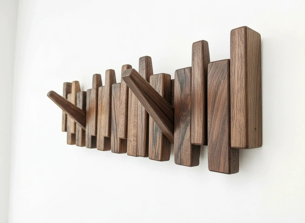 Solid Walnut Wood Piano Coat Rack