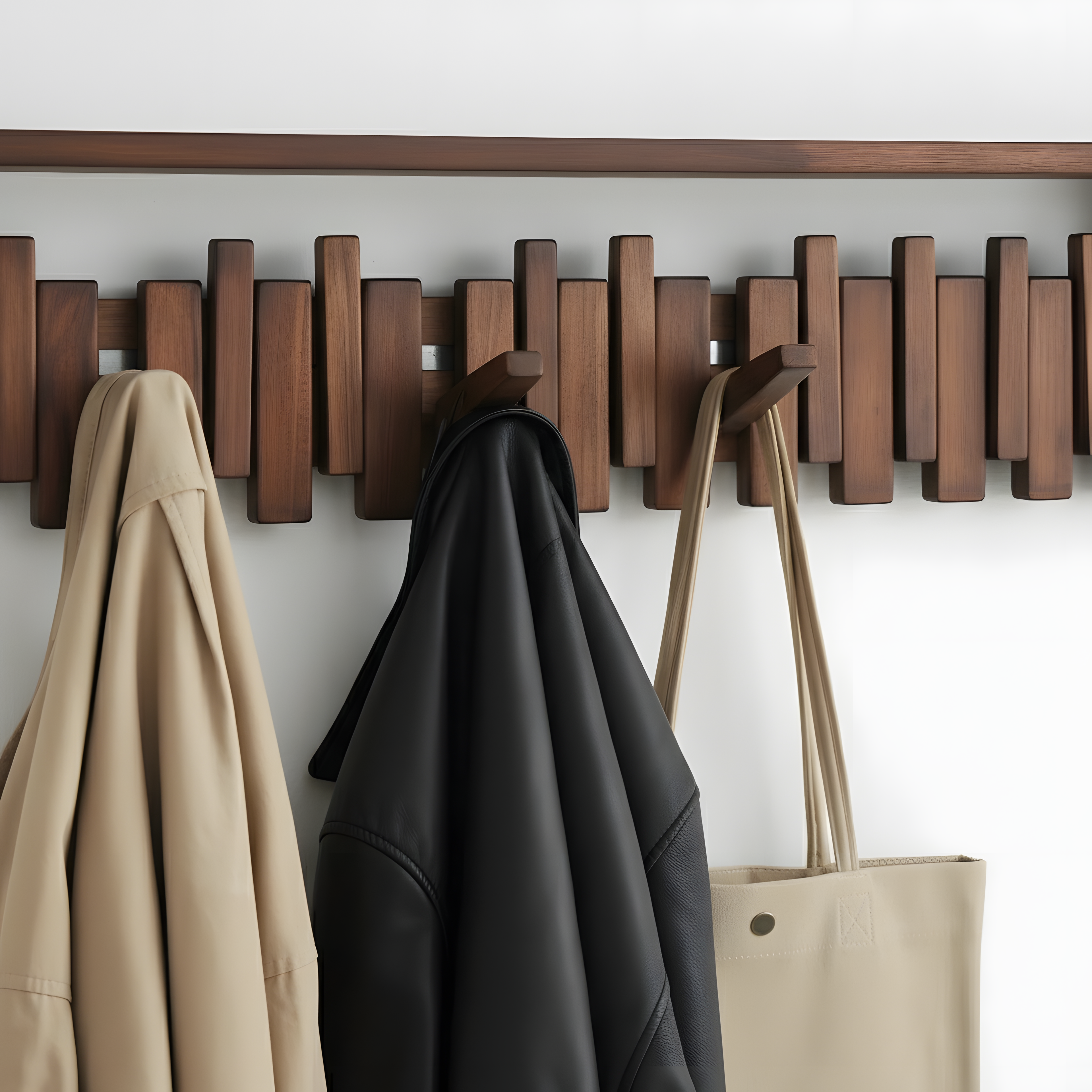 Walnut Coat Rack With Shelf, Rustic Wooden Wall Hooks, Handmade Walnut Wall Mounted Coat Hanger, Entryway Organizer, Wood Hat Rack