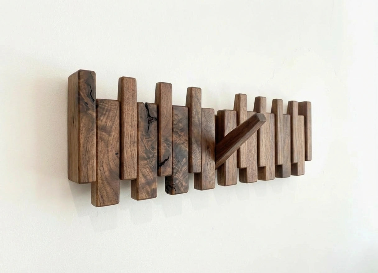 Solid Walnut Wood Piano Coat Rack